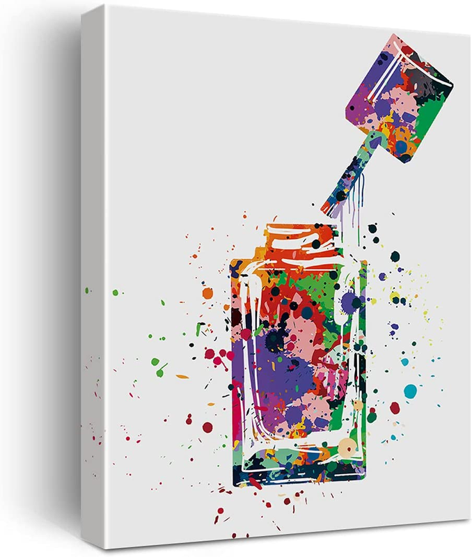 Nail Polish Bottle Watercolor Poster Canvas Wall Art for Home/Nails Studio/Beaut