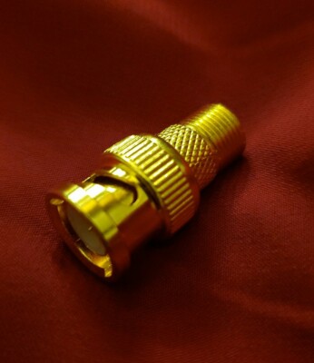 BNC Male Plug to F-Type Jack Gold (1)  Coaxial Video Adapter. Ships U.S.A.