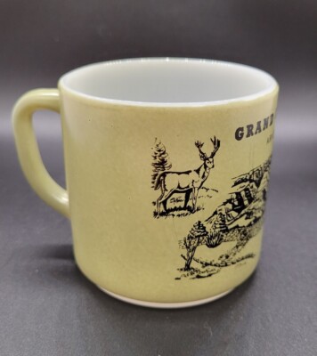 Vintage Federal Milk Glass Grand Canyon Arizona Advertising Coffee Mug