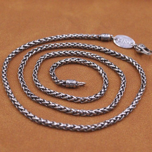 『Hollywood CHAIN BROWN×SILVER』 Solid 925 Sterling Silver Chain Men 5.5mm Popcorn Walnut