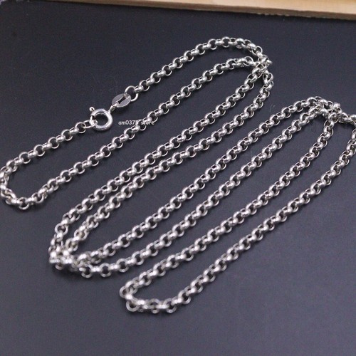 Real 925 Sterling Silver Necklace Men Women 3mm Rolo Chain