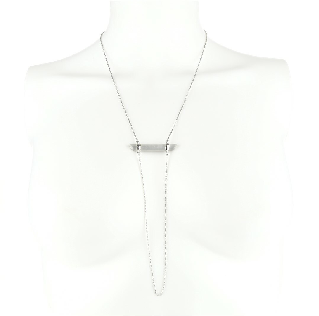 Alexis Bittar Women's Lucite Bar Silver Color Pendant Necklace 20+3"