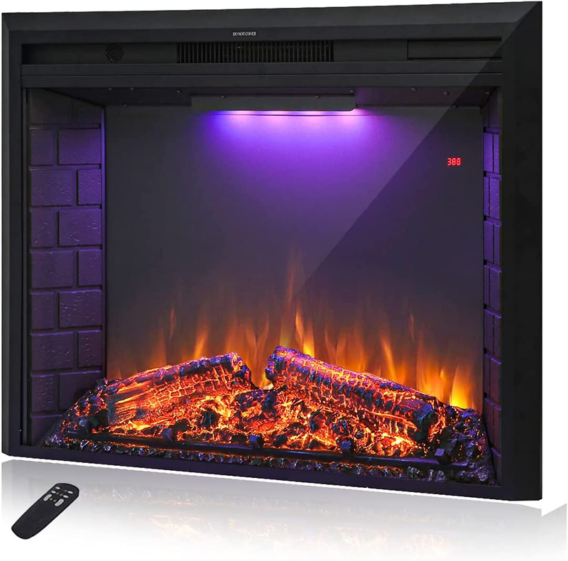 Insert, Retro Recessed Fireplace Heater With Fire Cracki