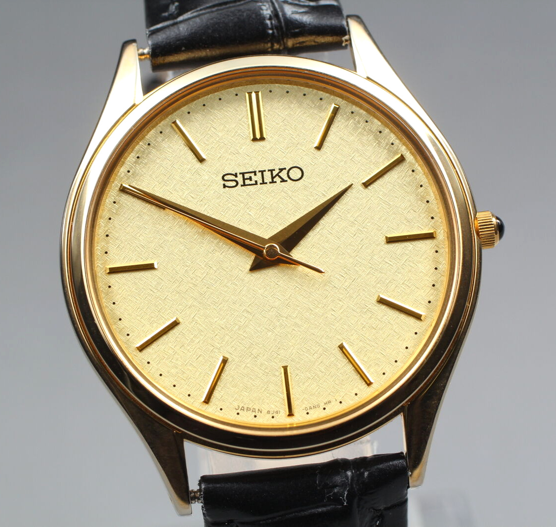 Vintage 1998 [N MINT] SEIKO Dolce 8J41-0AJ0 Gold Dial Mens