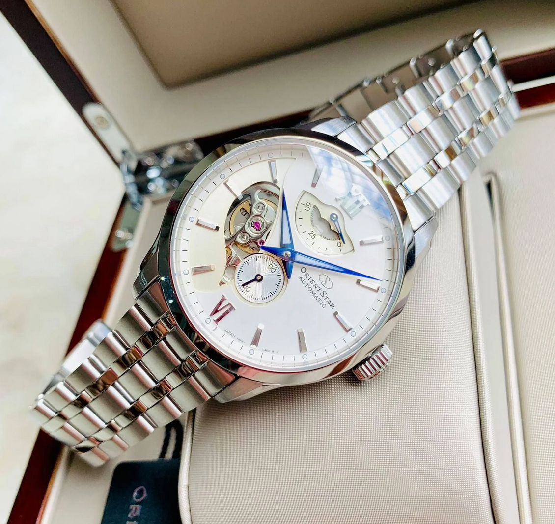 Pre-owned Orient Star Automatic Silver Dial Men's Watch Power Reserve Rk-av0b01s