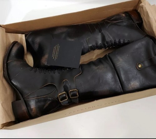 Pre-owned Freebird By Steven Saddle Black Distressed Riding Tall Boots Sz 6