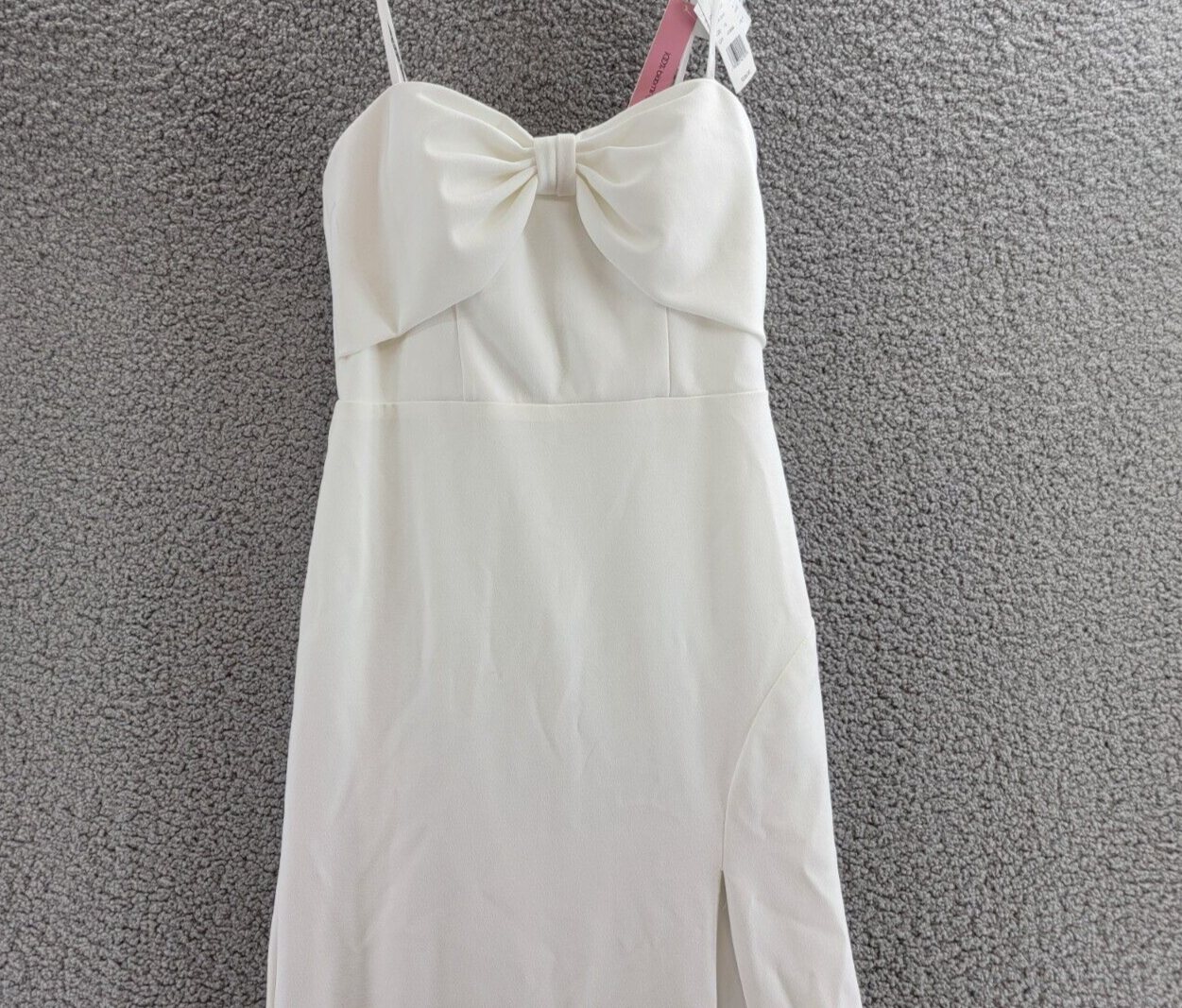 AQUA Scuba Strapless Bow Front Gown Women's 10 White Sweetheart Neck Back Zip - Picture 3 of 17