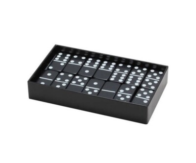 Dominoes Double 6 Six Standard Size Black Tile Set New 