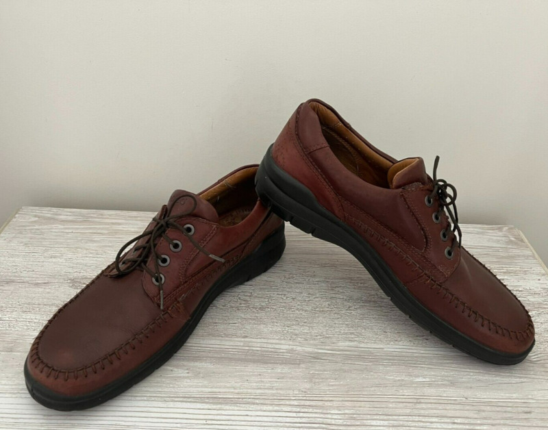 Ecco Seawalker Whip Stitched Oxfords Shoes Brown Leather Men