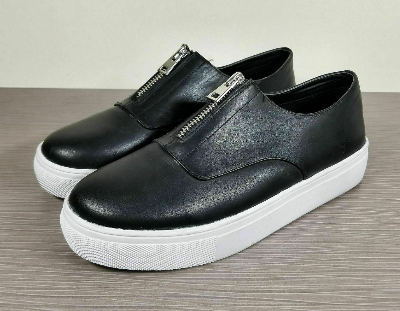 STEVEN by Steve Madden Gratis Sneaker, Black Leather, Womens Size 8.5 M