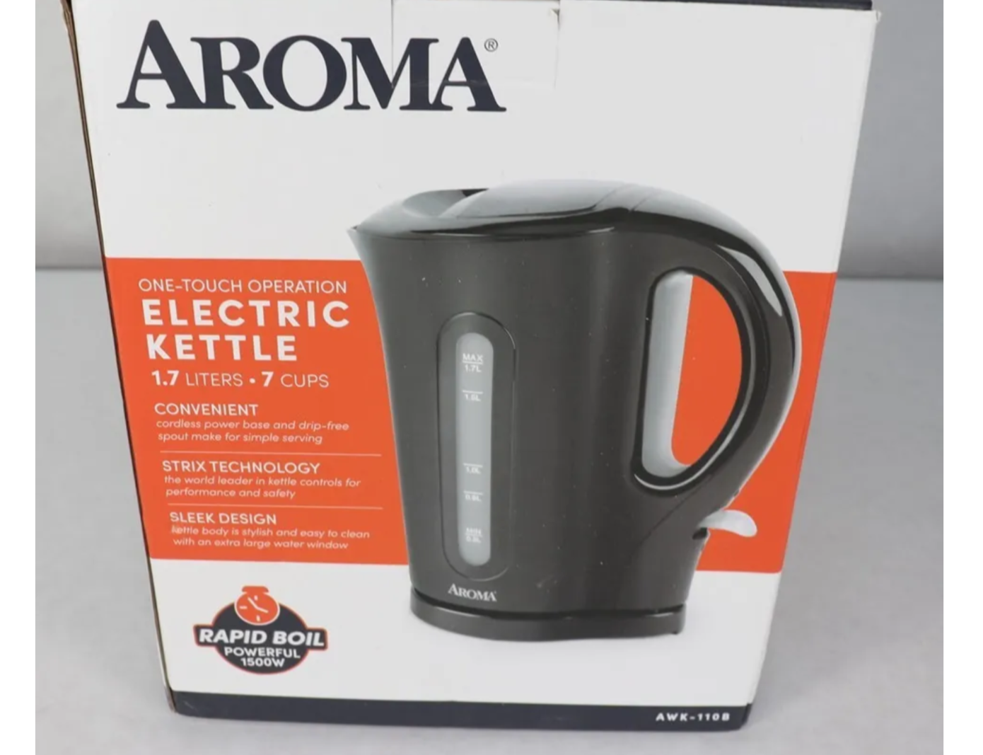 Aroma Electric Kettle One Touch Operation 1.7 L - 7 Cup AWK-110B New Aroma Electric Kettle One Touch Operation 1.7 L - 7 Cup AWK-110B New