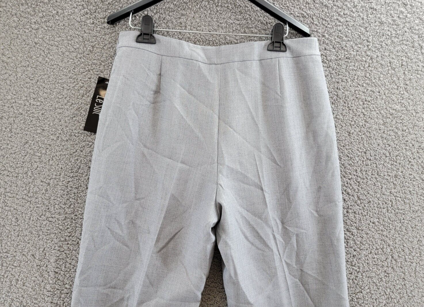 Le Suit High Rise Pants Women's 10 Granite Heather Pull On Style Pleat Front - Picture 11 of 16