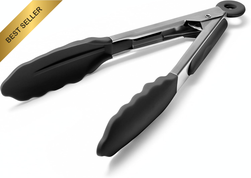 Kitchen Tong for Cooking - 600°F Heat Resistant Food Tongs with Non-Scratch Sili