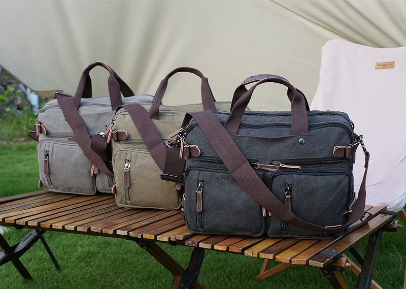 Convertible Briefcase Backpack 17 Inch Laptop Bag Black-Grey Mixed