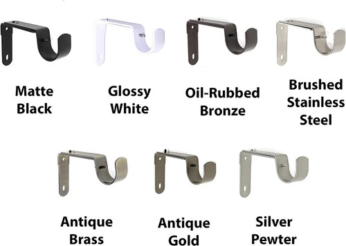 2Pcs Long Solid Zinc Curtain Rod Holders Bracket Fit to 1", 1-1/8" 1-1/4" Rod.