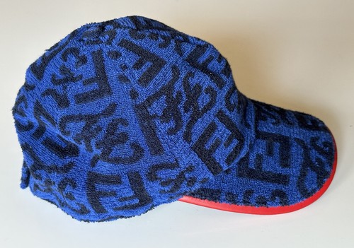 FENDI ロゴ キャップ M Fendi Terry Cloth Baseball Cap Blue/Red Hat Made in Italy