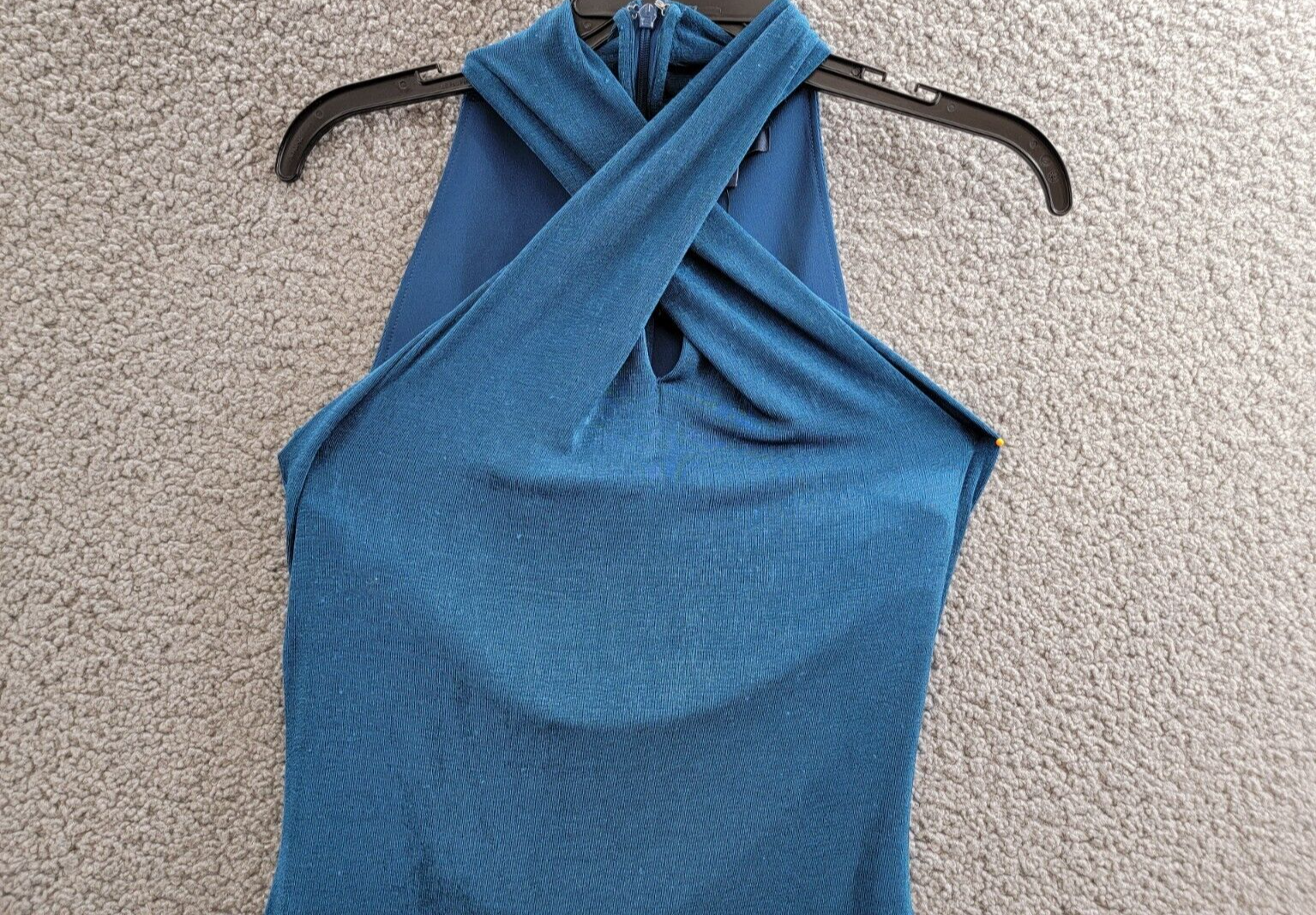 GUESS Yasmine Crossover Halter Dress Women's S Blue Blood Back Zipped Closure - Picture 3 of 15