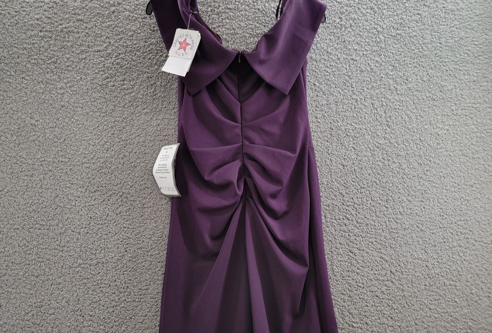 Xscape Camila Long Off the Shoulder Scuba Crepe Dress Women's 10 Mulberry Zipped - Picture 10 of 15