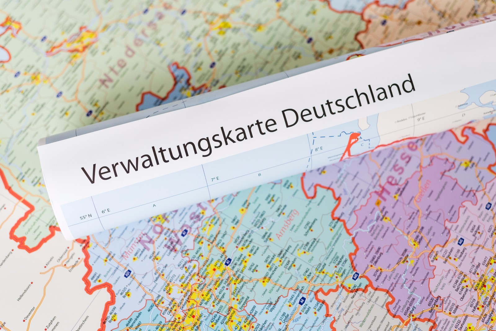 Politische Verwaltungskarte von Deutschland, Poster gerollt, Wandkarte, A0