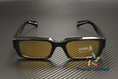 Pre-owned Prada Pr 27zs 16k70a Black Yellow 54 Mm Men's Sunglasses