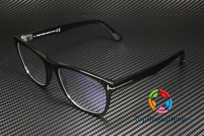 TOM FORD FT5662 B 001 Shiny Black Plastic blue filter 54 mm Men's Eyeglasses