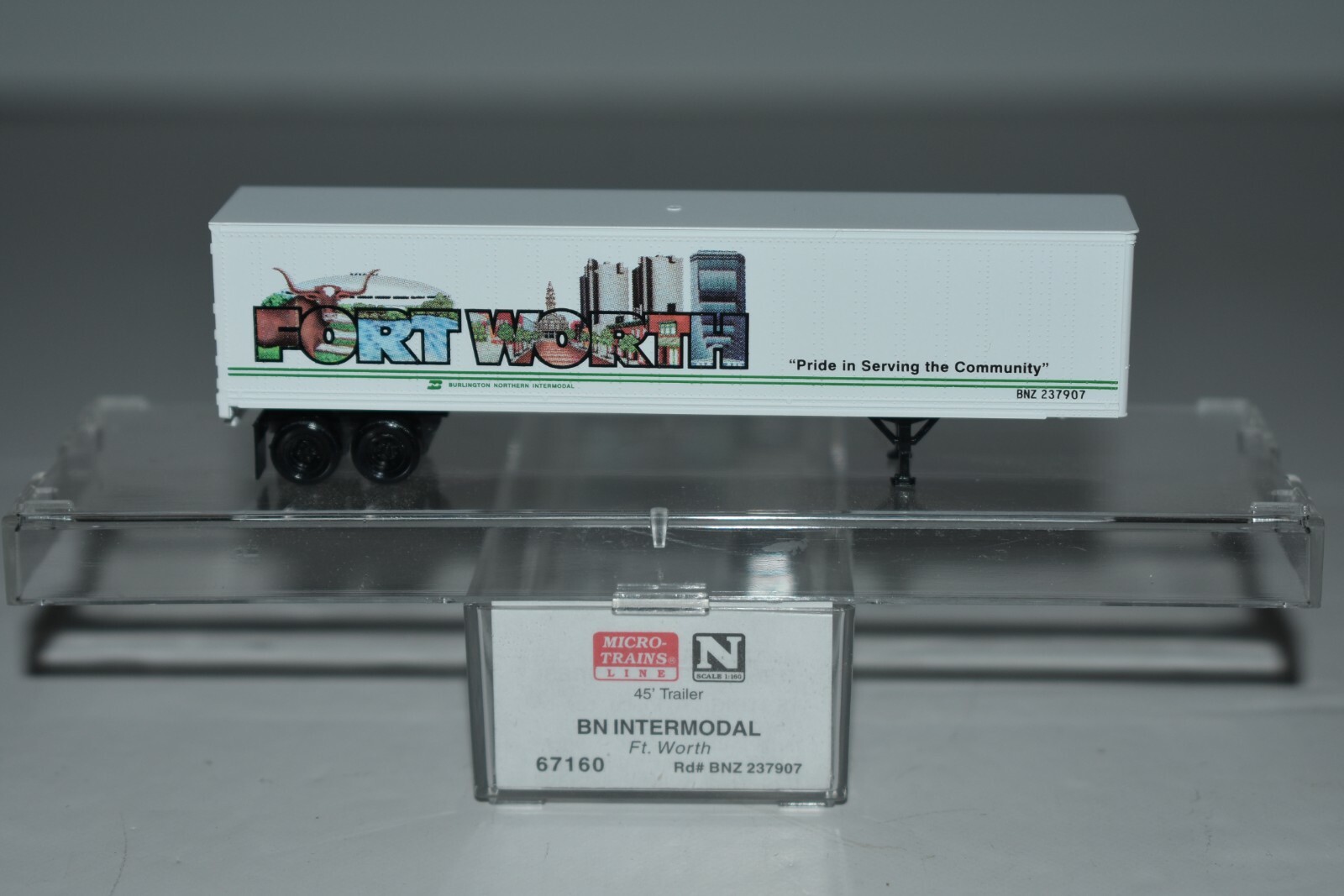 Micro Trains 67160 N Box Van Trailer Burlington Northern BNZ 237907 FT WORTH Micro Trains 67160 N Box Van Trailer Burlington Northern BNZ 237907 FT WORTH