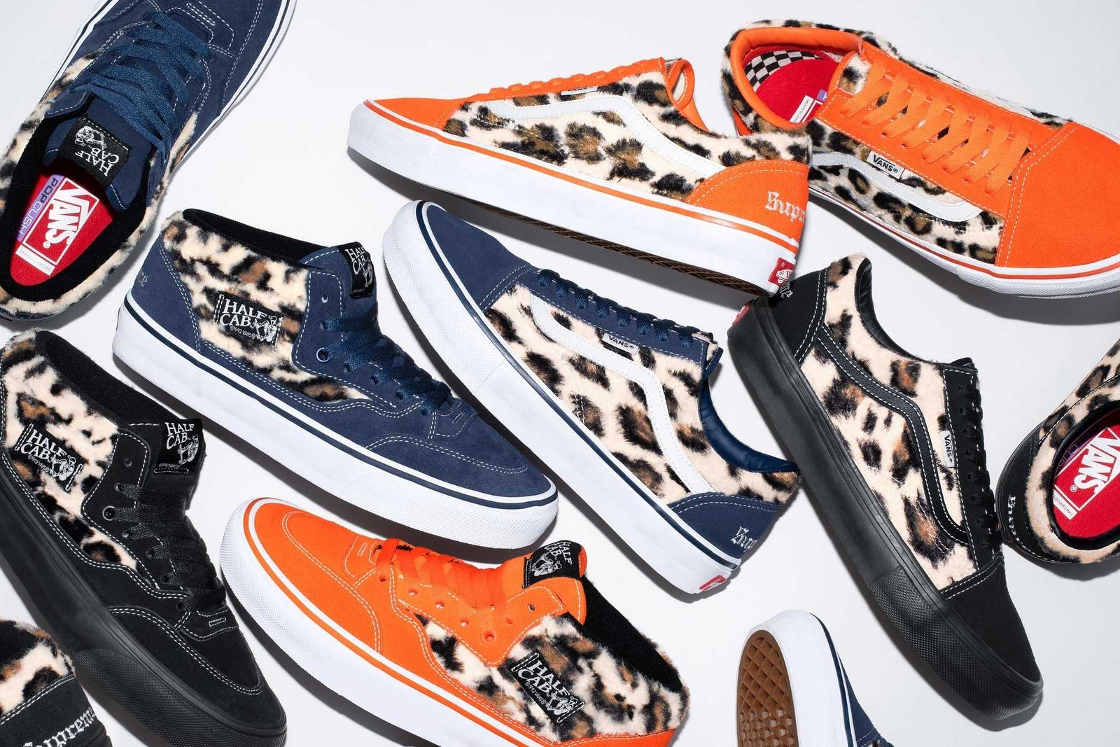 Pre-owned Vans Vn0a5kyanvy Supreme  Leopard Half Cab Navy Blue White (men's)