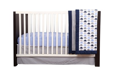 Elephants Blue/Grey 10 pc crib set including Bumper Pad
