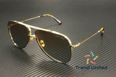 Pre-owned Tom Ford Ft1071 30f Metal Shiny Deep Gold Gradient Brown 62 Mm Men's Sunglasses