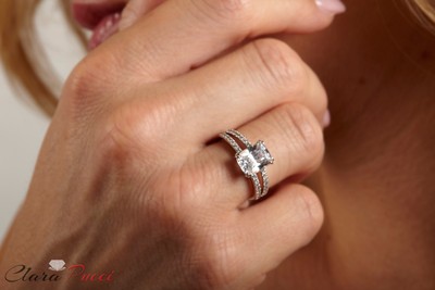 Pre-owned Pucci 3.50ct Cushion Classic Simulated Engagement Promise Ring 14k White Solid Gold In White/colorless