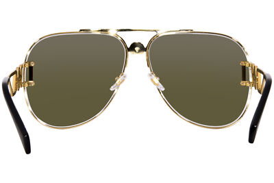 Pre-owned Versace Ve2255 1002/03 Sunglasses Gold/clear Mirror Real Yellow Gold Pilot 63mm In Gray