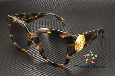 Pre-owned Gucci Gg1407s 002 Rectangular Squared Acetate Havana Grey 54mm Womens Sunglasses In Gray