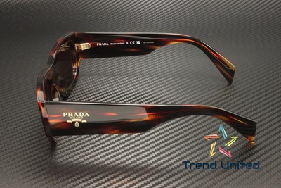 Pre-owned Prada Pr A01s 13o80b Havana Red Dark Violet 53 Mm Unisex Sunglasses In Purple