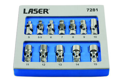 Laser Tools 7281 12pc Universal Joint Socket Set 1/4''D 6pt 5-14mm