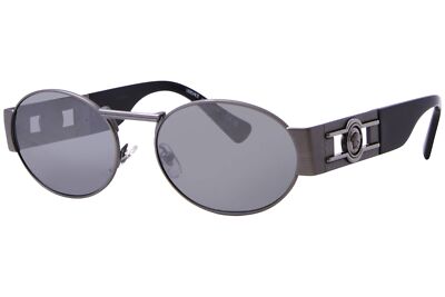 Pre-owned Versace Ve2264 10016g Sunglasses Men's Matte Gunmetal/grey Mirror Silver 56mm In Gray