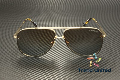 Pre-owned Tom Ford Ft1071 30f Metal Shiny Deep Gold Gradient Brown 62 Mm Men's Sunglasses