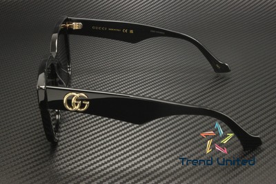 Pre-owned Gucci Gg0998s 001 Rectangular Square Acetate Black Grey 52 Mm Women's Sunglasses In Gray