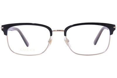 Pre-owned Gucci Gg1448o 002 Eyeglasses Men's Gold Brown Full Rim Rectangle Shape 56mm In Demo