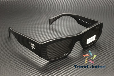 Pre-owned Prada Pr A01s 16k08z Black Dark Grey 53 Mm Unisex Sunglasses In Gray