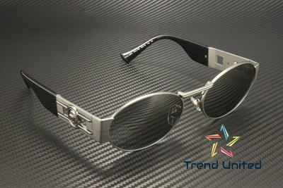Pre-owned Versace Ve2264 10016g Matte Gunmetal Grey Mirror Silver 56 Mm Unisex Sunglasses