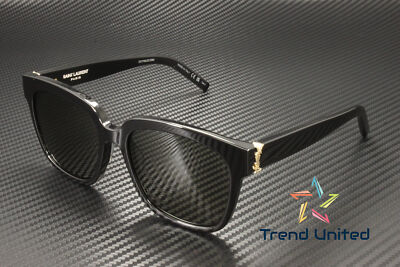 SAINT LAURENT SL M40 003 Rectangular Acetate Black Grey 54 mm Women's Sunglasses