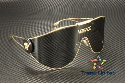 Pre-owned Versace Ve2268 100287 Gold Dark Grey 42 Mm Men's Sunglasses In Gray