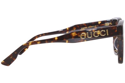 Pre-owned Gucci Gg1136sa-002-52 Shiny Dark Havana Gold Rim Sunglasses In Brown