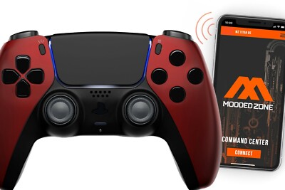Soft Red Smart Rapid Fire Custom Modded Controller compatible with PS5 FPS