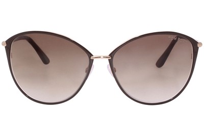 Pre-owned Tom Ford Penelope Tf320 28f Sunglasses Women's Rose Gold-havana/brown Gradient