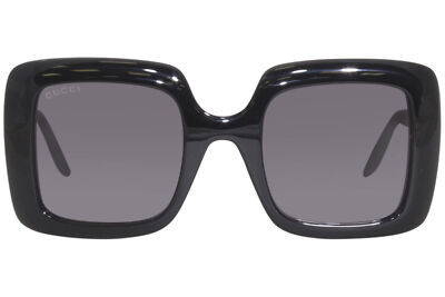 Pre-owned Gucci Gg0896s 001 Sunglasses Women's Black/grey Lenses Fashion Square 52mm In Gray