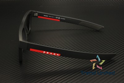 Pre-owned Prada Ps 02zsu 1bo02g Matte Black Dark Grey Polar Polarized 55mm Mens Sunglasses In Gray