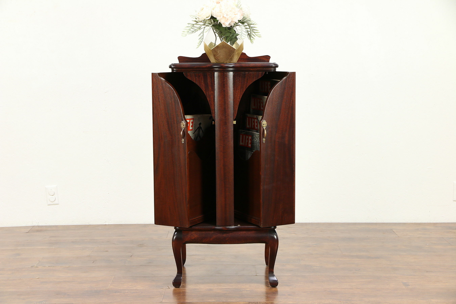 Mahogany Antique 1900 Music or Folio Cabinet, Magazine Rack #30581