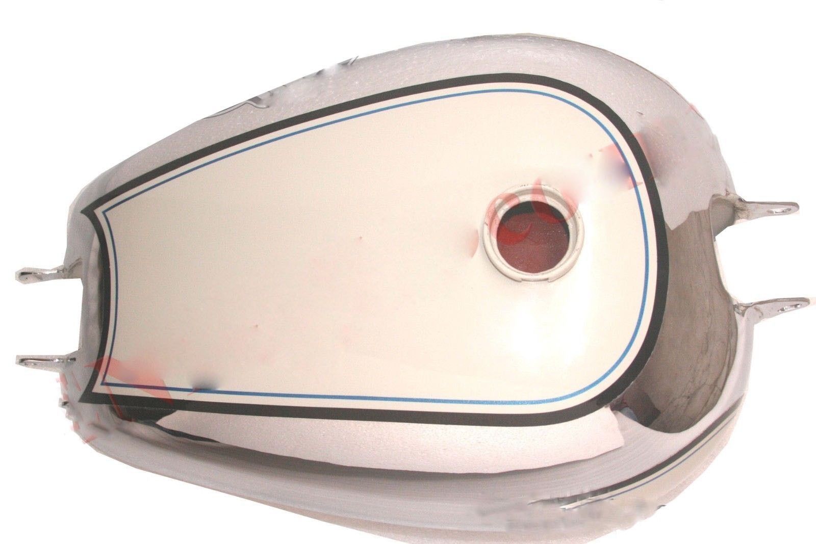 BSA A7 Plunger 500 Steel Chrome Hex Gray Petrol Fuel Tank Blue Black Stripe  