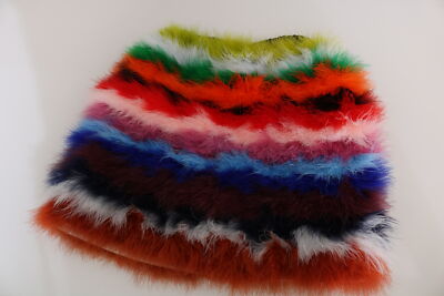 Pre-owned Dolce & Gabbana Skirt Feather Red Blue High Waist Mini It36/us2/xs Rrp $2600 In Multicolor